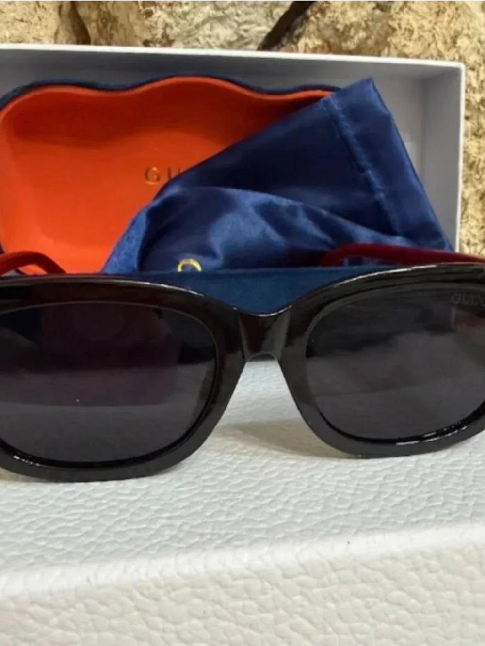 Black Square Sunglasses Gold GG Logo With Case